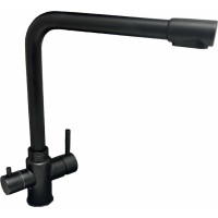 Смеситель для кухни OUTE черный, однорычажный, с отдельным выходом под фильтр. излив: поворотный, на гайке, гибкая подводка 1/2. материал: нержавеющая сталь sus 304 T60303BK-300