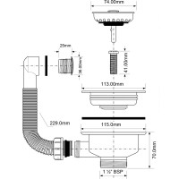 Перелив с круглым сливом McAlpine ф40-113 цвет-полярный белый, фактура гранит OF2-113S-PWG