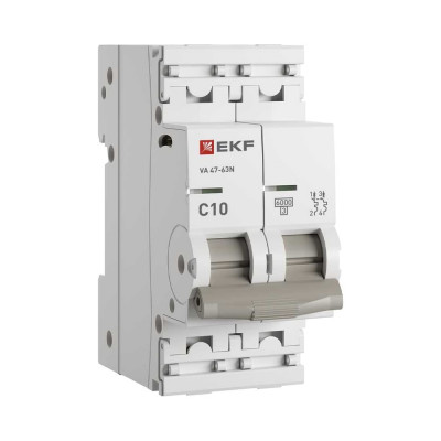 EKF Автоматический выключатель 2P 10А (C) 6кА ВА 47-63N PROxima M636210C