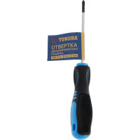 ТУНДРА Отвертка крестовая , CrV, хром, магнит, двухкомпонентная рукоятка, PH0 х 75 мм 5295976
