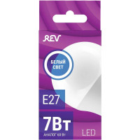 Светодиодная лампа LED G45 Е27 7W 560Лм, 4000K, холодный свет REV 32343 3