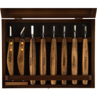 Набор из 6 резцов и 2 ножей в деревянной коробке NAREX Profi 869010