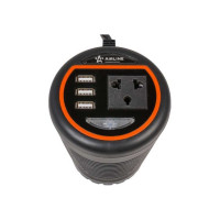 Инвертор в подстаканник с тремя выходами USB Airline API-120-00 (12В-220В, 120 Вт)