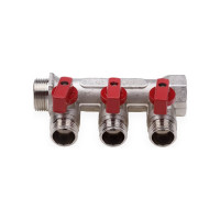 Резьбовой коллектор с кранами AQUALINK вн-нар 3/4, 1/2х4 2426