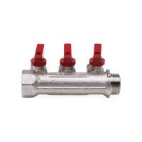 Резьбовой коллектор с кранами AQUALINK вн-нар 3/4, 1/2х4 2426