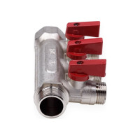 Резьбовой коллектор с кранами AQUALINK вн-нар 3/4, 1/2х4 2426