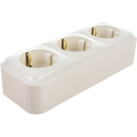 Розетка Bylectrica 3-местная ОУ с заз.конт., серия ПРАЛЕСКА, бежевый, РА16-265 бежевый