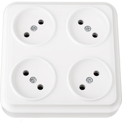 Розетка Bylectrica 4-местная ОУ, квадратная, серия ВАРИАНТ, белый, РА16-0191