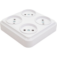 Розетка Bylectrica 4-местная ОУ, квадратная, серия ВАРИАНТ, белый, РА16-0191