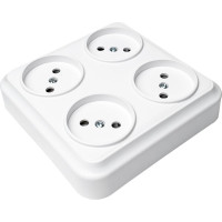 Розетка Bylectrica 4-местная ОУ, квадратная, серия ВАРИАНТ, белый, РА16-0191