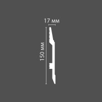 Напольный плинтус Stenopol 150х17х2000 мм под покраску C7104