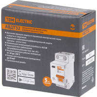 Автоматический выключатель дифференциального тока TDM ELECTRIC 32 2P(1P+N) B16А 30мА 4,5кА тип АС SQ0202-0520