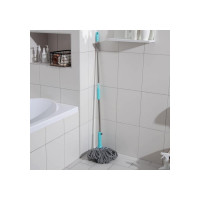 Швабра с отжимом Доляна черная насадка из микрофибры, окрашенный телескопический черенок, 120 см, микс 4010896