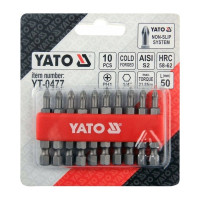 Бита крестовая PН1, 1/4, 50 мм, 10 шт YATO YT-0477