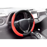 Оплетка KRAFT эко-кожа с карбоновыми вставками, размер M, 38 см, черно-красная KT 800345