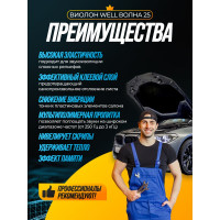 Материал для шумоизоляции SGM Виолон Well Wave 25 ( Виолон ВЭЛ Волна 25), акустический поролон самоклеящийся 5 листов SGM.WELL.25.W.5.L