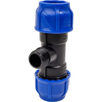 Компрессионный переходной тройник VALFEX ПНД, с наружной резьбой, 40-1"-40 1210024010040