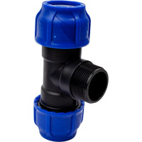 Компрессионный переходной тройник VALFEX ПНД, с наружной резьбой, 40-1 1/2"-40 1210024011240