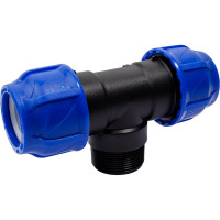 Компрессионный переходной тройник VALFEX ПНД, с наружной резьбой, 40-1 1/2"-40 1210024011240