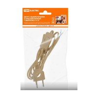 Шнур с выключателем и плоской вилкой с вырезом TDM ELECTRIC ШУ03В ШВВП 2x0,75мм2 2 м. бронза SQ1305-0023