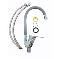 Смеситель для кухни Rainsberg с гибким силиконовым изливом, серый R3193F-5