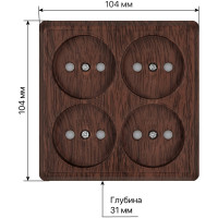 Розетка TDM ELECTRIC четырехместная 2П открытой установки IP20 10A с защитными шторками бук, серия "Ладога" SQ1801-0321