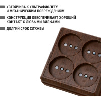 Розетка TDM ELECTRIC четырехместная 2П открытой установки IP20 10A с защитными шторками бук, серия "Ладога" SQ1801-0321