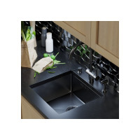 Мойка для подстольного монтажа MIXLINE PRO 45x42х20 см, толщина 3 мм, выпуск 3 1/2, с сифоном, черный графит 548565