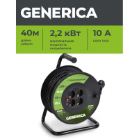 Катушка GENERICA УК40 с т/з 4 места 2P+PE/40м 3x1,0мм2 WKP10-10-04-40-G