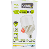 Универсальная высокомощная светодиодная лампа General Lighting Systems E40, энергоэффективная лампочка – Цилиндр, световой поток 14000 лм (люмен), мощность 200 Вт, холодный белый 6500К 661160