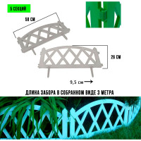 Садовый декоративный заборчик для клумбы ГеоПластБорд 300х26 см, цвет белый 50013