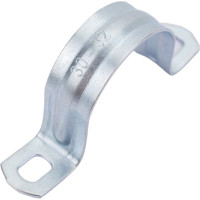 Оцинкованная скоба с двумя отверстиями Экопласт для трубы D32 мм, 100 шт. 43632