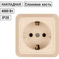 Розетка TDM ELECTRIC 2П+3 открытой установки IP20 16А 250В (керамика) слоновая кость "Ладога" SQ1801-0211