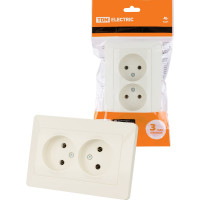 Розетка двойная слоновая кость, 10А 250В серия "Ильмень" TDM ELECTRIC SQ1823-0111