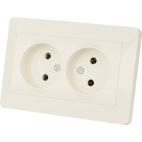 Розетка двойная слоновая кость, 10А 250В серия "Ильмень" TDM ELECTRIC SQ1823-0111