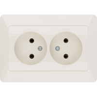 Розетка двойная слоновая кость, 10А 250В серия "Ильмень" TDM ELECTRIC SQ1823-0111