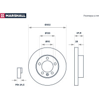Тормозной диск передний Opel Movano B 10-, Renault Master III 10- MARSHALL M2000541