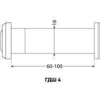 Дверной глазок Аллюр ГДШ-4 БШт 60-100 мм, d=16 мм, ст.бронза 12436