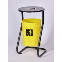 Урна уличная металлическая ПРОФМЕТСТИЛЬ желтая с пепельницей с креплением в асфальт 654