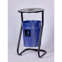 Урна уличная ПРОФМЕТСТИЛЬ металлическая, синий металлик, с пепельницей, с креплением в асфальт 655