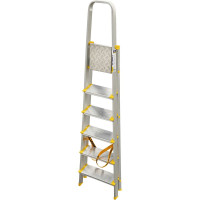 Алюминиевая профессиональная с анодированным покрытием стремянка Алюмет с широкими ступенями 6 ступеней. Серия АS706