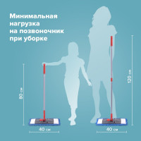 Швабра LAIMA СИНЕЛЬ с флаундером 40 см., черенок 80-120 см., еврорезьба, насадка МОП микрофибра 606314