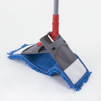 Швабра LAIMA СИНЕЛЬ с флаундером 40 см., черенок 80-120 см., еврорезьба, насадка МОП микрофибра 606314