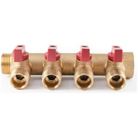 Коллектор с шаровыми кранами  PROFACTOR в/н 3/4" х 4 вых 1/2"нар PF MV 264.4
