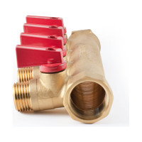 Коллектор с шаровыми кранами  PROFACTOR в/н 3/4" х 4 вых 1/2"нар PF MV 264.4