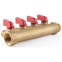 Коллектор с шаровыми кранами  PROFACTOR в/н 3/4" х 4 вых 1/2"нар PF MV 264.4