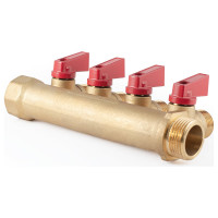 Коллектор с шаровыми кранами  PROFACTOR в/н 3/4" х 4 вых 1/2"нар PF MV 264.4