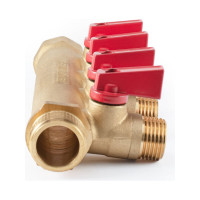 Коллектор с шаровыми кранами  PROFACTOR в/н 3/4" х 4 вых 1/2"нар PF MV 264.4