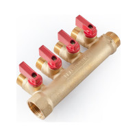 Коллектор с шаровыми кранами  PROFACTOR в/н 3/4" х 4 вых 1/2"нар PF MV 264.4