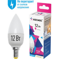 Светодиодная лампа КОСМОС LED 12Вт Свеча 220В E14 3000K LkecLED12wCNE1430